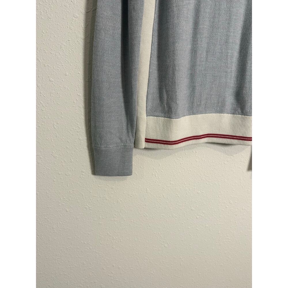 MENS BANANA REPUBLIC 1/2 ZIP SWEATER SIZE L WOOL ACRYLIC GRAY SOLID - Picture 4 of 6